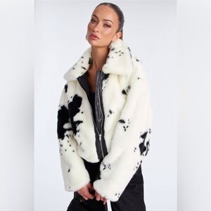 Women's cow print Faux Fur Jacket